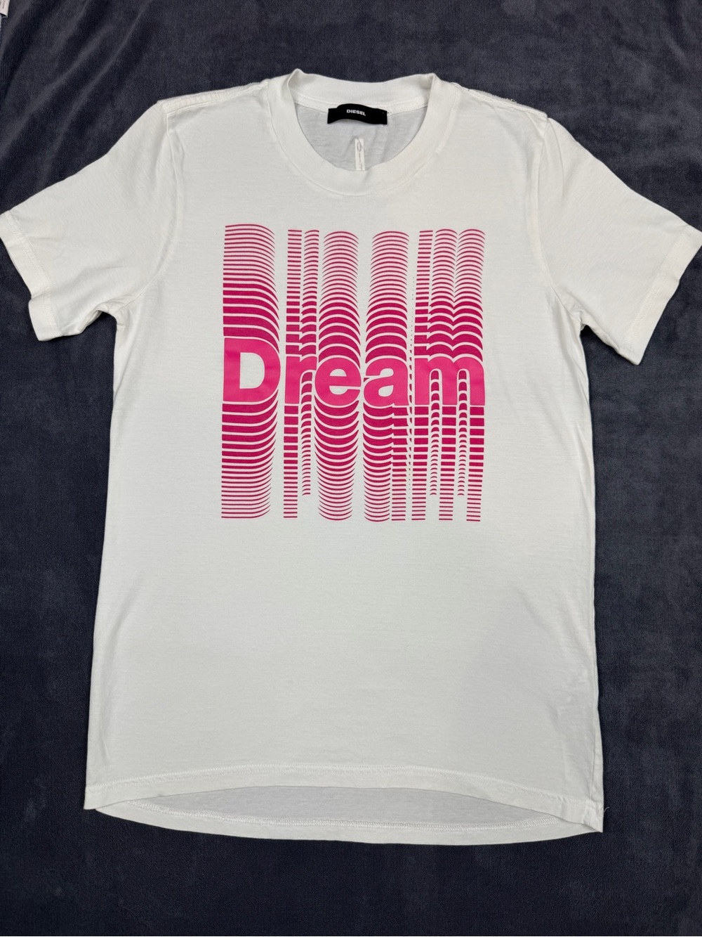 Diesel White Tee with Pink Gradient "Dream" Graphic